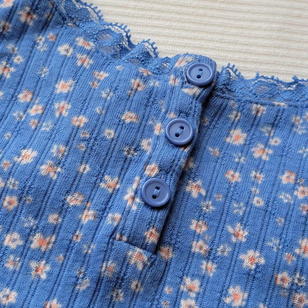 Floral Ribbed Spaghetti Strap Tank Top | Art Class
